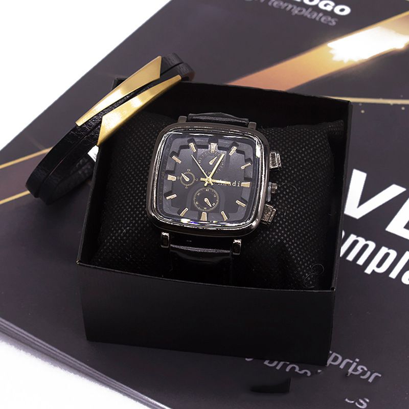 Fashion Engraved Gold Watch Stainless Steel Square Mens Watch,Men