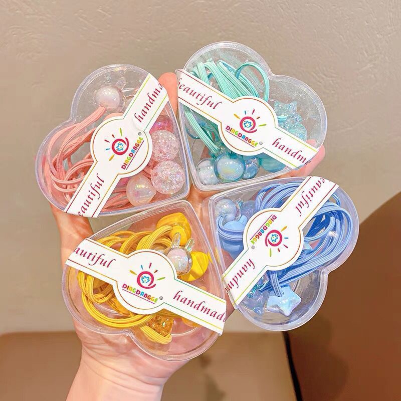 Fashion Blue 5 Strips (love Box) Resin Elastic Leather Cord Childrens Hair Tie,Kids Accessories