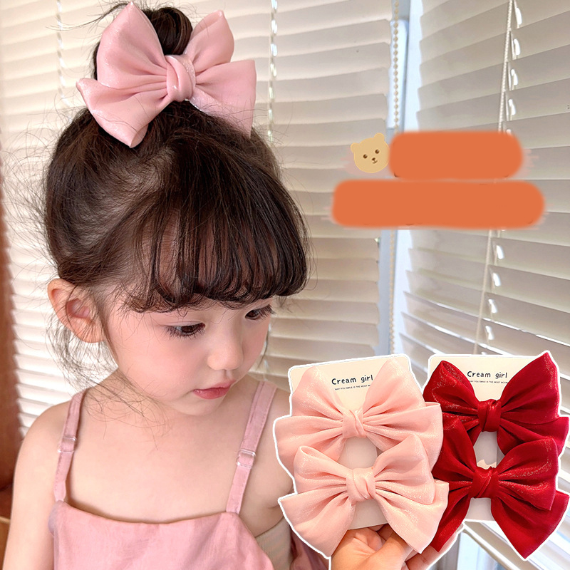 Fashion Pink One Fabric Bow Childrens Hair Clip Set,Kids Accessories
