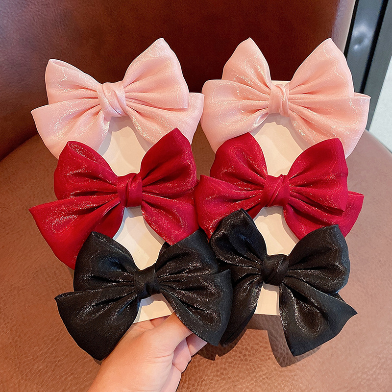 Fashion Red One Fabric Bow Childrens Hair Clip Set,Kids Accessories