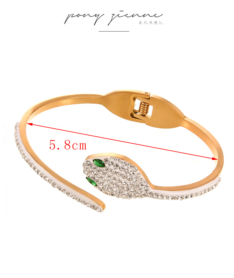 Fashion Gold Titanium Steel Inlaid With Zirconium Drip Oil Snake Bracelet,Bracelets