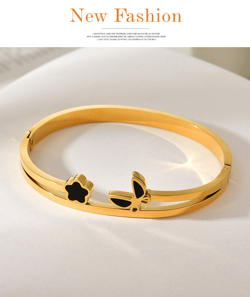 Fashion Gold Titanium Steel Oil Drop Butterfly Flower Bracelet,Bracelets