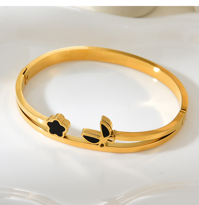 Fashion Gold Titanium Steel Oil Drop Butterfly Flower Bracelet,Bracelets