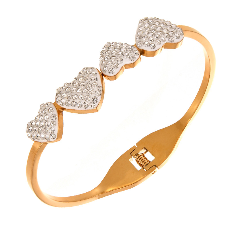 Fashion Gold Titanium Steel Inlaid With Zirconium Love Bracelet,Bracelets