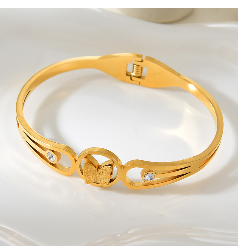 Fashion Gold Titanium Steel Inlaid Zirconium Sequin Butterfly Bracelet,Bracelets