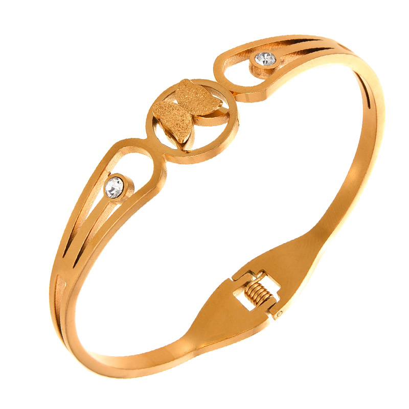 Fashion Gold Titanium Steel Inlaid Zirconium Sequin Butterfly Bracelet,Bracelets