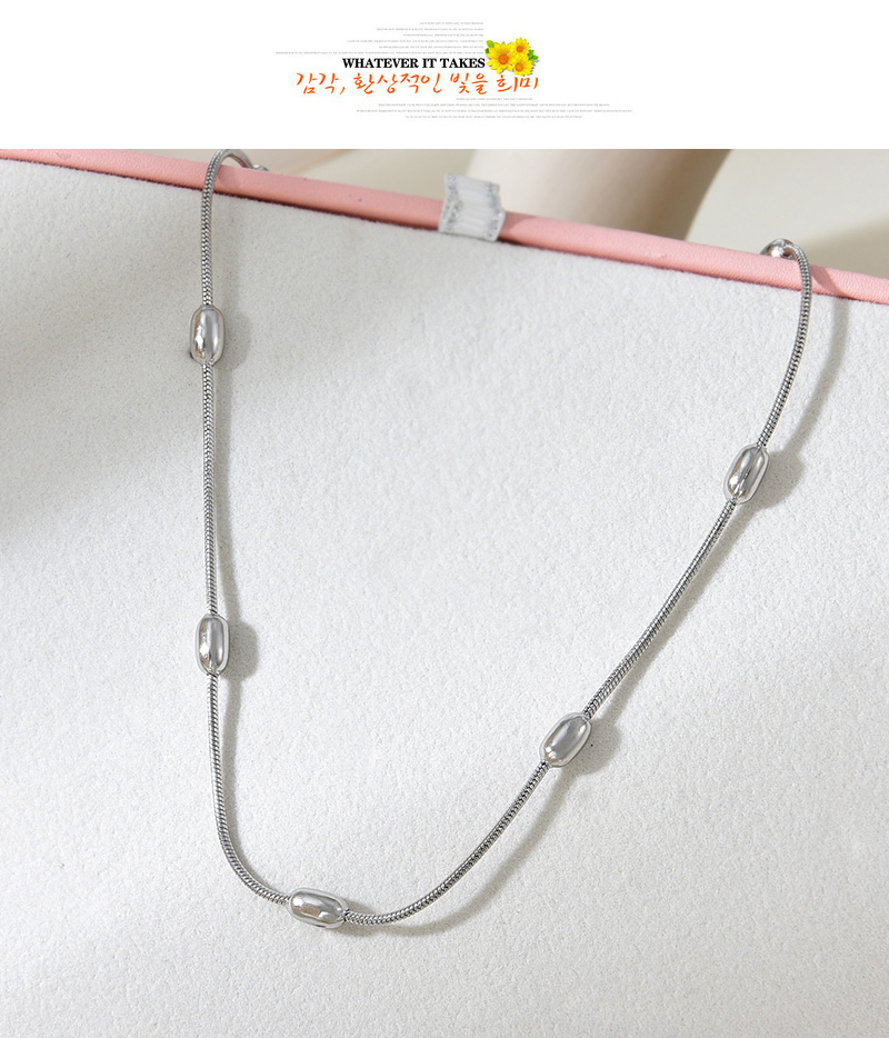 Fashion Silver Titanium Steel Bead Necklace,Necklaces