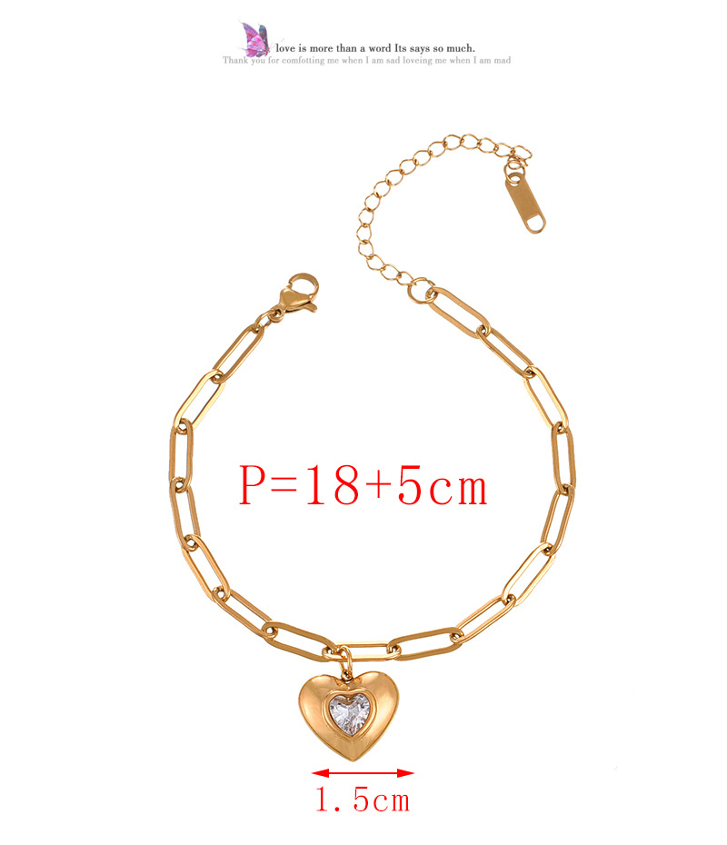 Fashion Golden 2 Titanium Steel Inlaid With Zirconium Love Pendant Bracelet,Bracelets