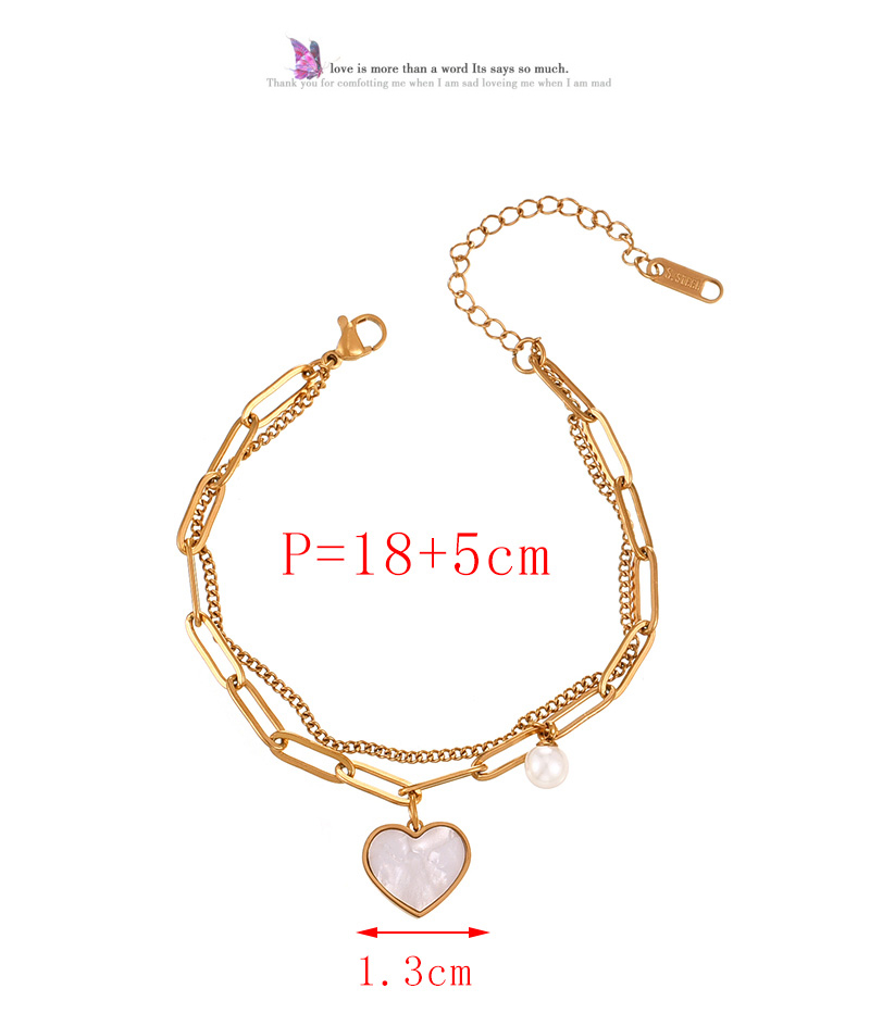 Fashion Gold Double Layer Titanium Steel Shell Love Pendant Pearl Bracelet,Bracelets