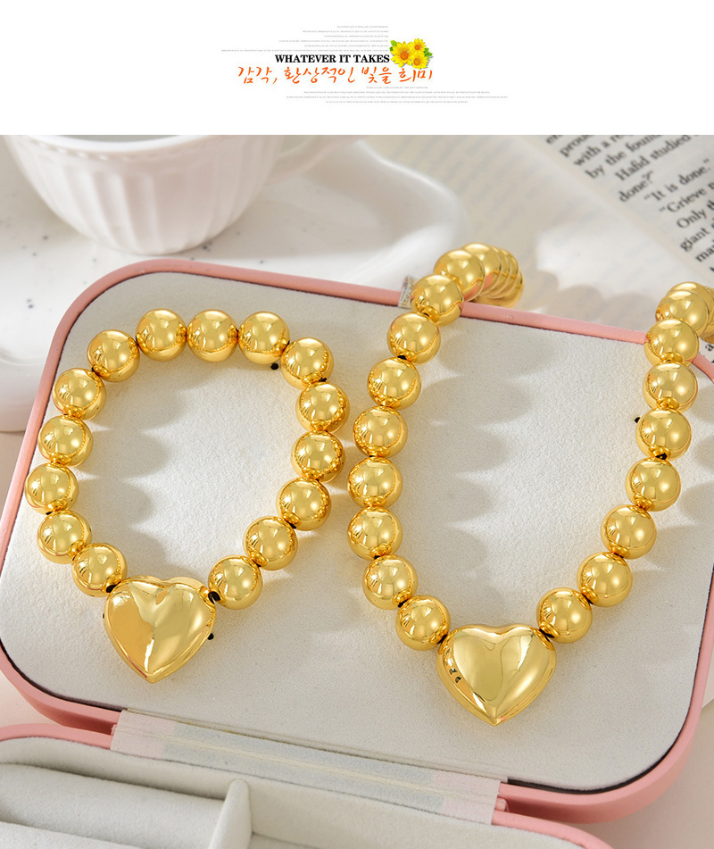 Fashion Golden 2 Copper Beaded Love Pendant Bracelet,Bracelets