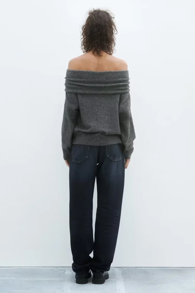 Fashion Off White Pleated Knit Sweater,Sweater