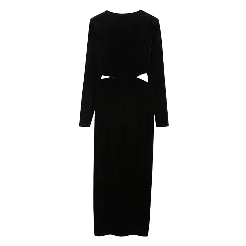 Fashion Black Velvet Open Long Skirt,Long Dress