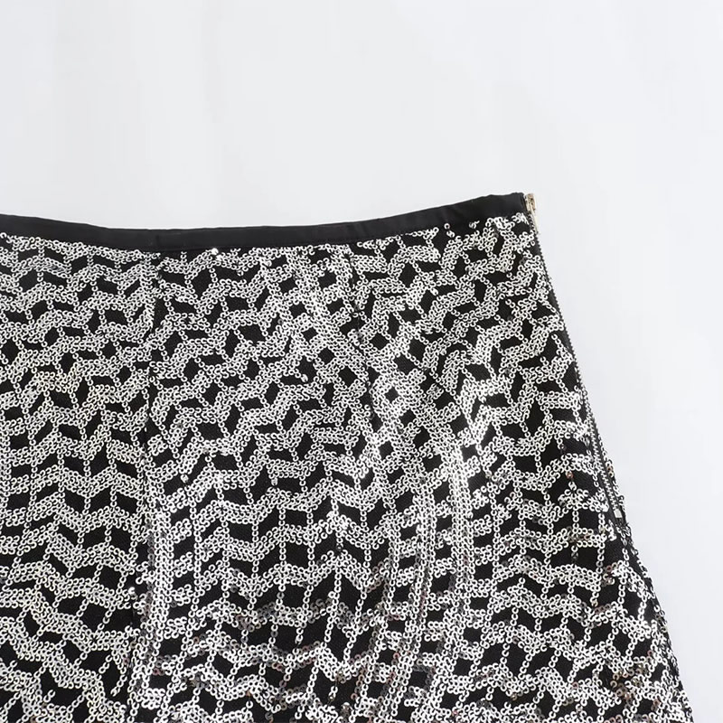 Fashion Black Sequined High-waisted Shorts,Shorts
