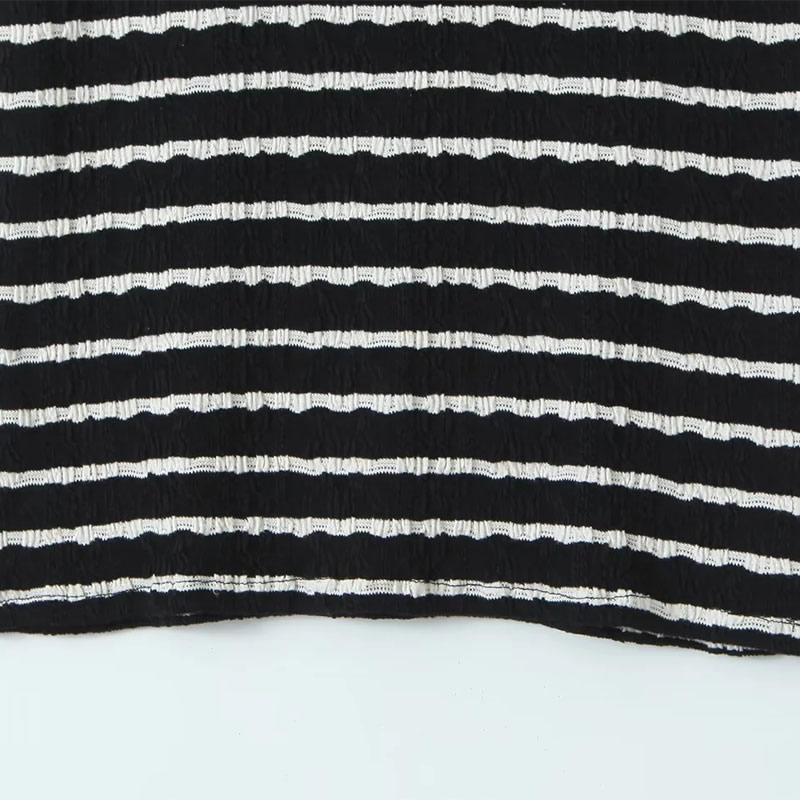 Fashion Black And White Striped Square Neck Long Skirt,Long Dress