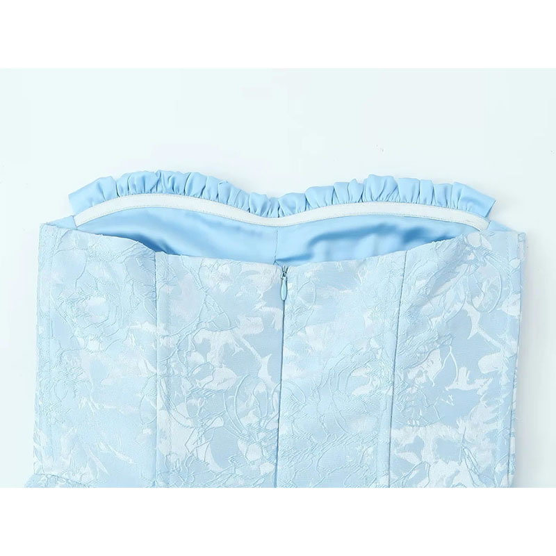 Fashion Blue Blended Printed Pleated Herringbone Skirt,Mini & Short Dresses