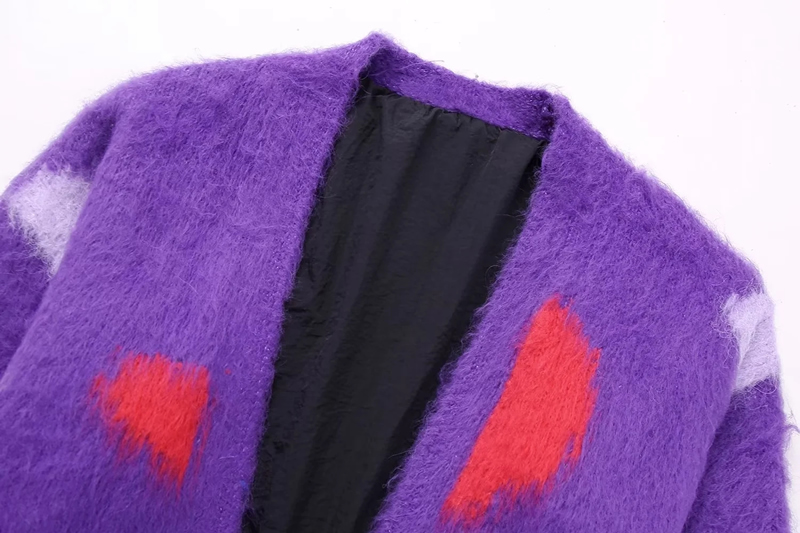 Fashion Purple Polyester Knitted Cardigan Sweater Jacket,Sweater