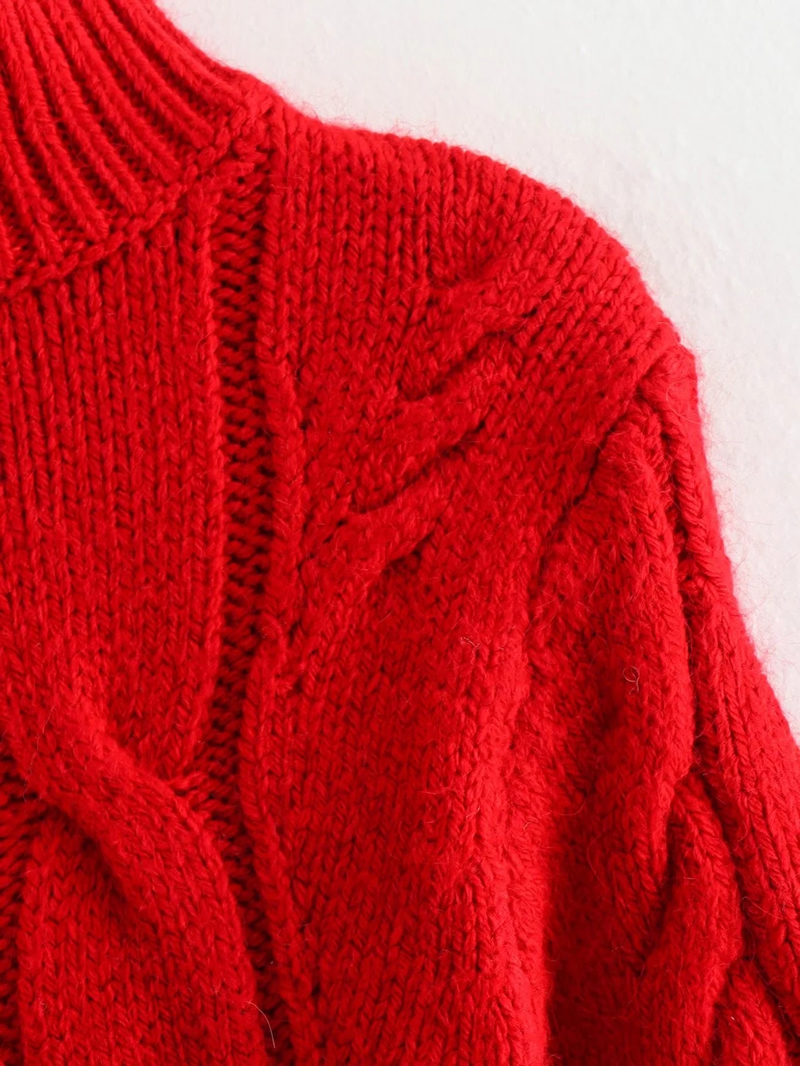 Fashion Red Belted Knitted Sweater,Sweater