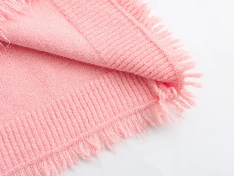 Fashion Pink Bright Silk Gradient Square Neck Sweater Cardigan,Sweater