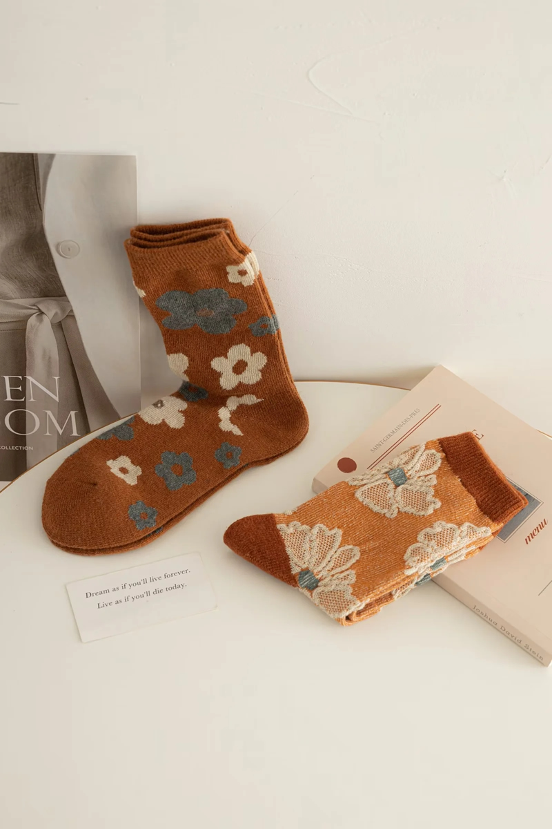 Fashion Color Cotton Printed Mid-calf Socks,Fashion Socks