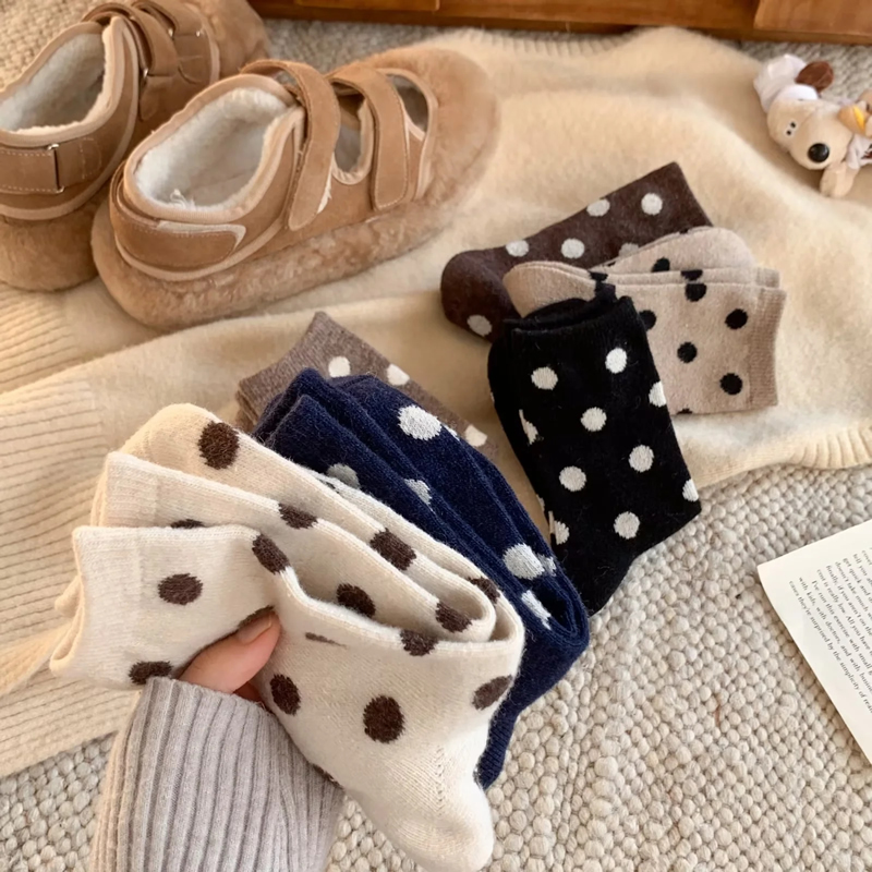 Fashion Polka Dots Wool Polka-dot Knit Mid-calf Socks,Fashion Socks