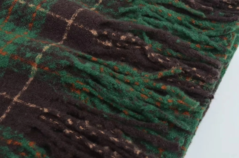 Fashion Thin Line Small Grid Purple Acrylic Plaid Patch Scarf,knitting Wool Scaves