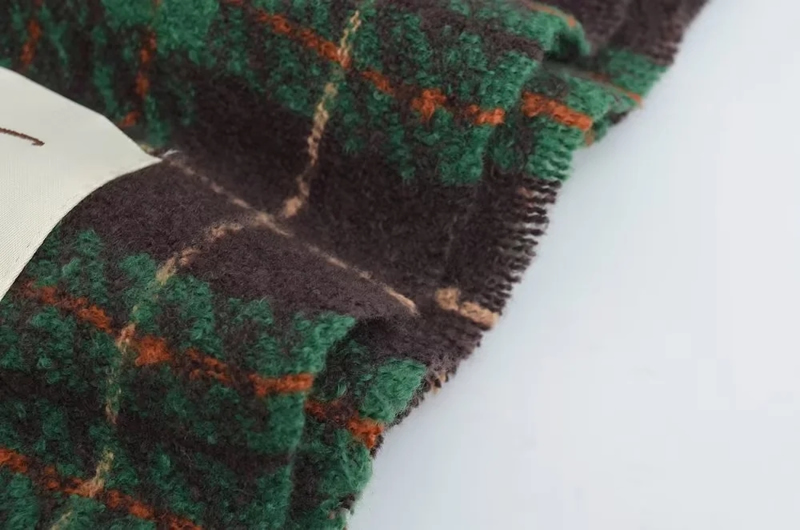 Fashion Thin Line Small Grid Green Acrylic Plaid Patch Scarf,knitting Wool Scaves