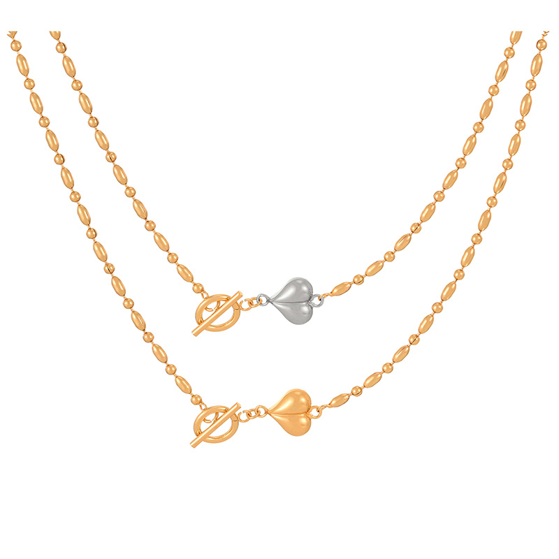 Fashion Silver Copper Love Heart Ot Buckle Bead Necklace,Necklaces