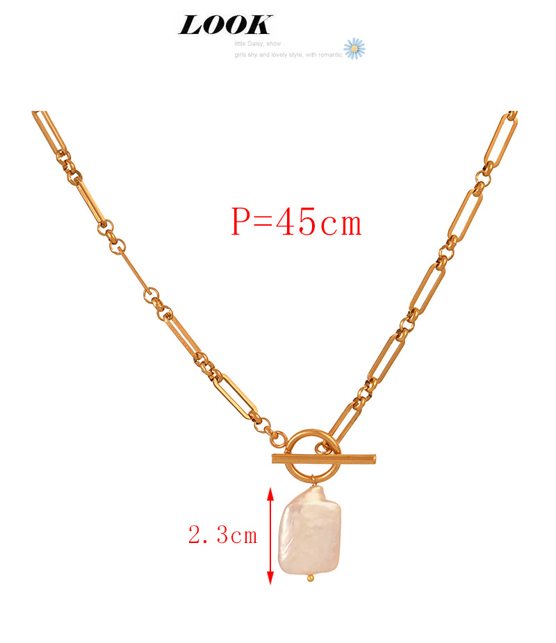 Fashion Gold Titanium Steel Pearl Pendant Ot Buckle Necklace,Necklaces