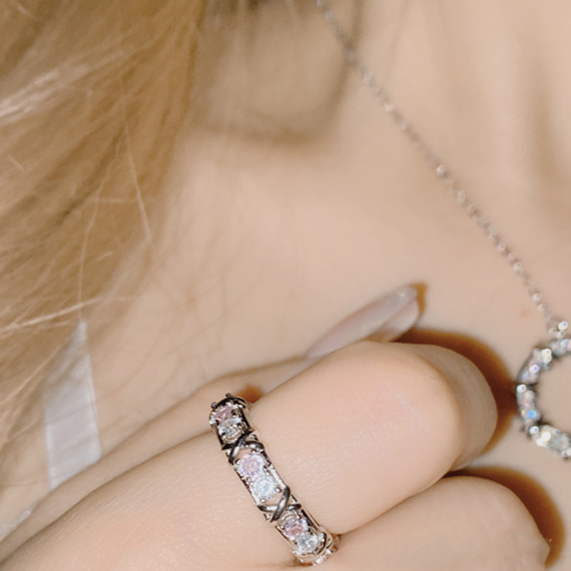Fashion Rose Pink Necklace Copper Inlaid Zirconium Geometric Necklace,Necklaces