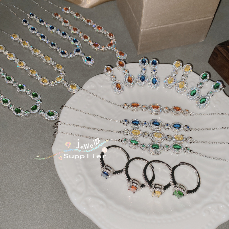 Fashion Blue Corundum Bracelet Copper And Diamond Oval Bracelet,Bracelets
