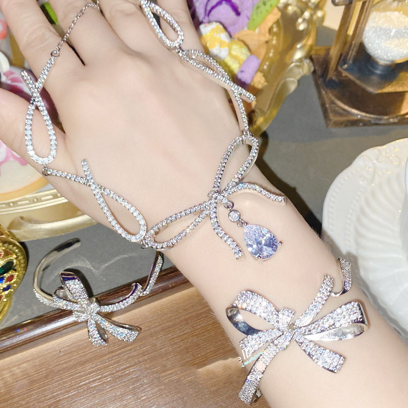 Fashion Wristband Copper Diamond Bow Bracelet,Bracelets
