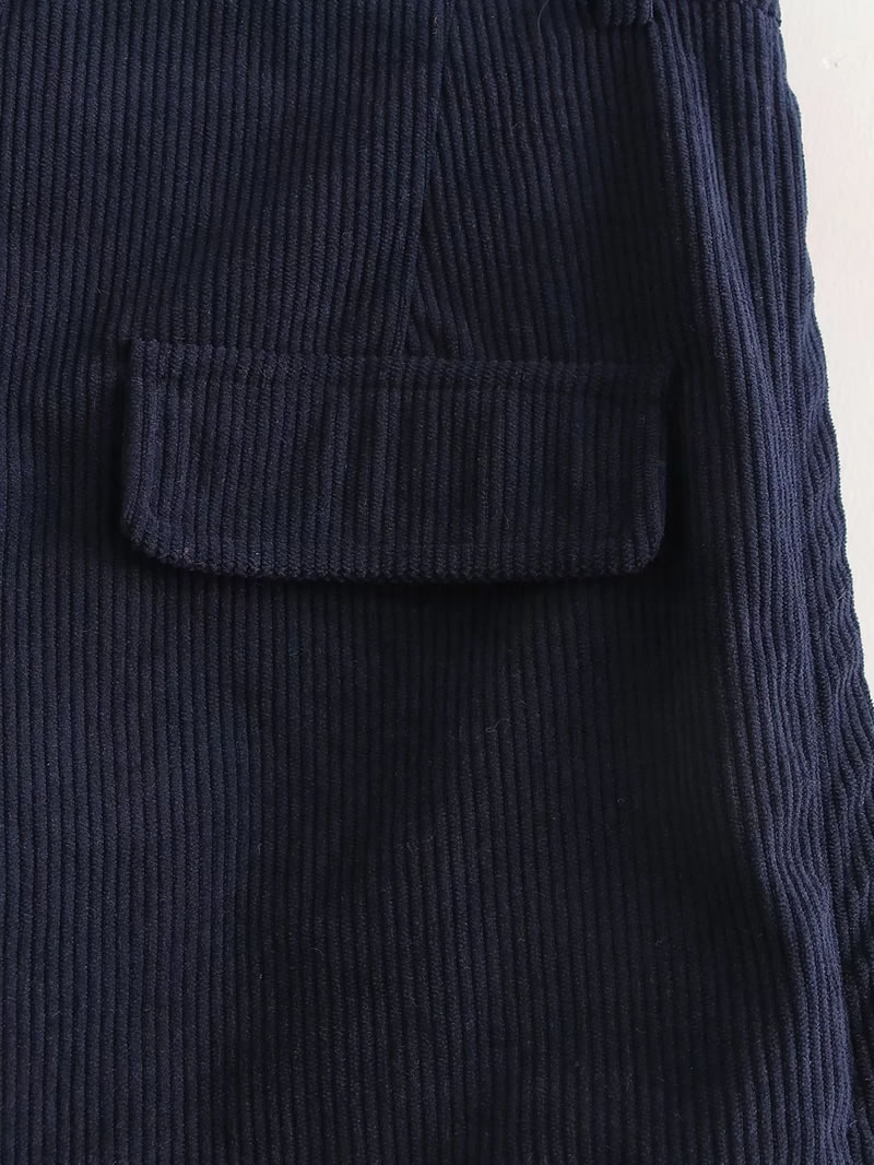 Fashion Blue Corduroy Double-pocket Cargo Shorts,Shorts