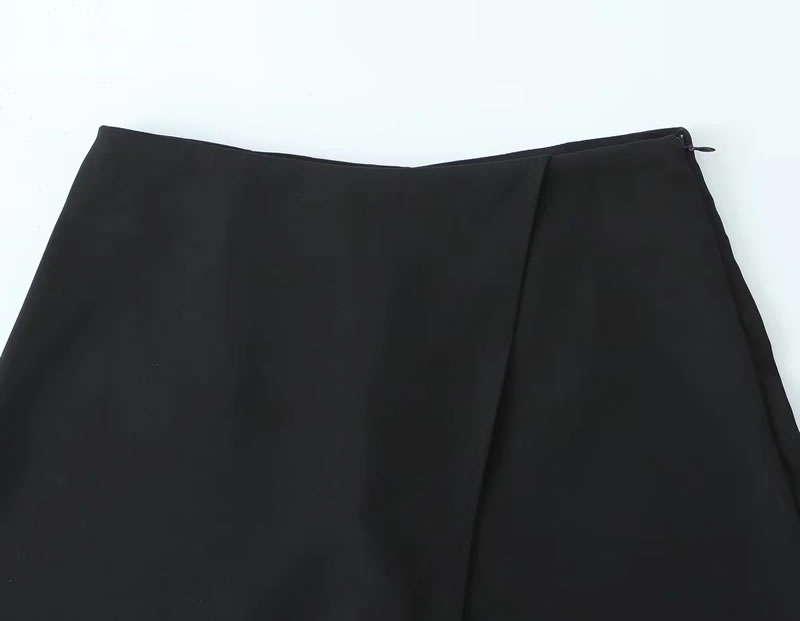 Fashion Black Polyester Slit Culottes,Shorts