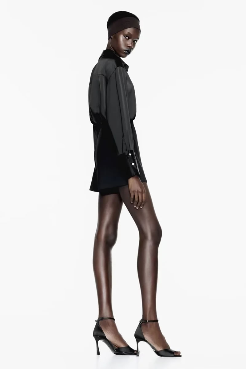 Fashion Black Polyester Slit Culottes,Shorts