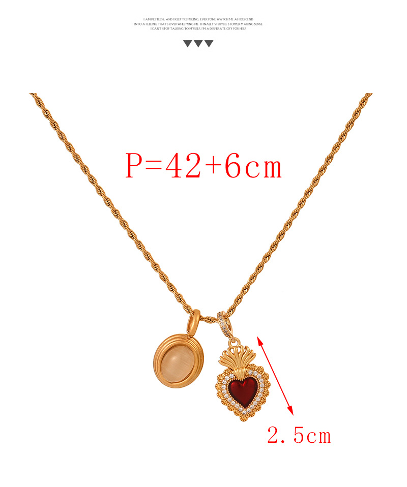Fashion Golden 3 Titanium Steel Inlaid With Zirconium Irregular Love Round Opal Pendant Twist Necklace,Necklaces