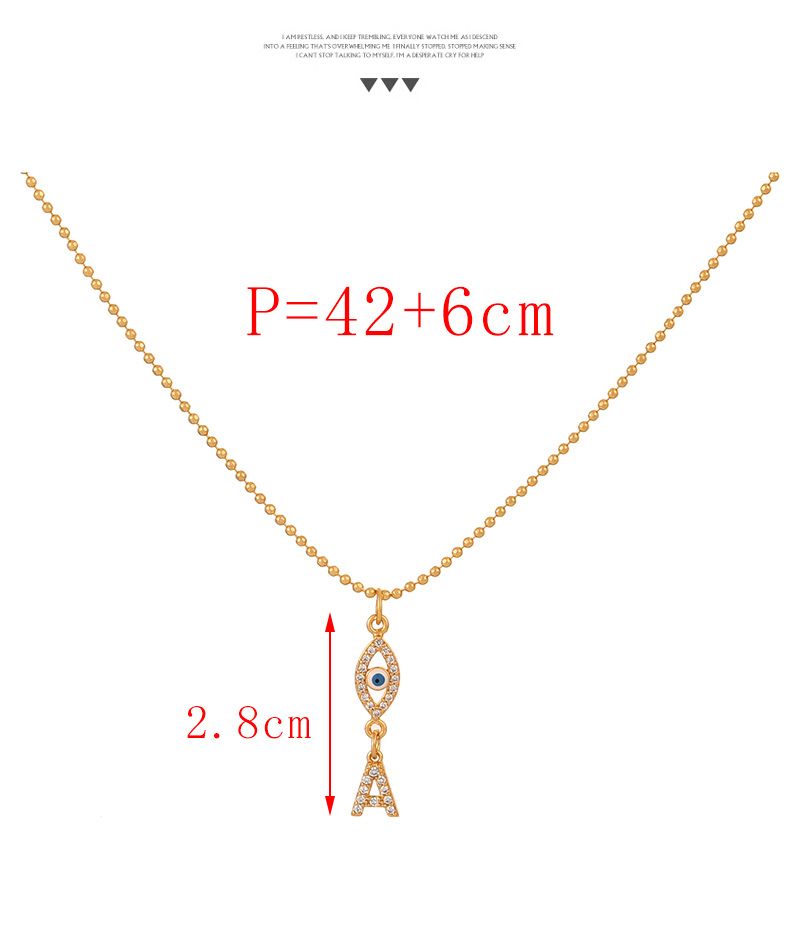 Fashion Z Copper Set Zircon Drop Eye 26 Letter Pendant Bead Necklace,Necklaces