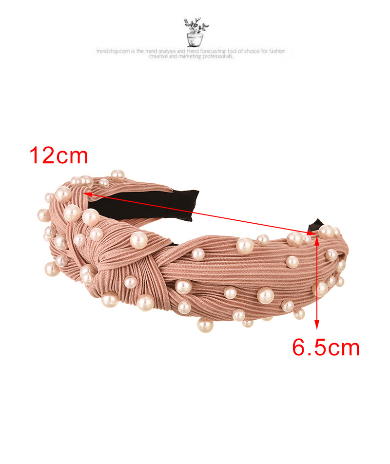 Fashion Leather Pink Fabric Pearl Knotted Wide-brimmed Headband,Head Band