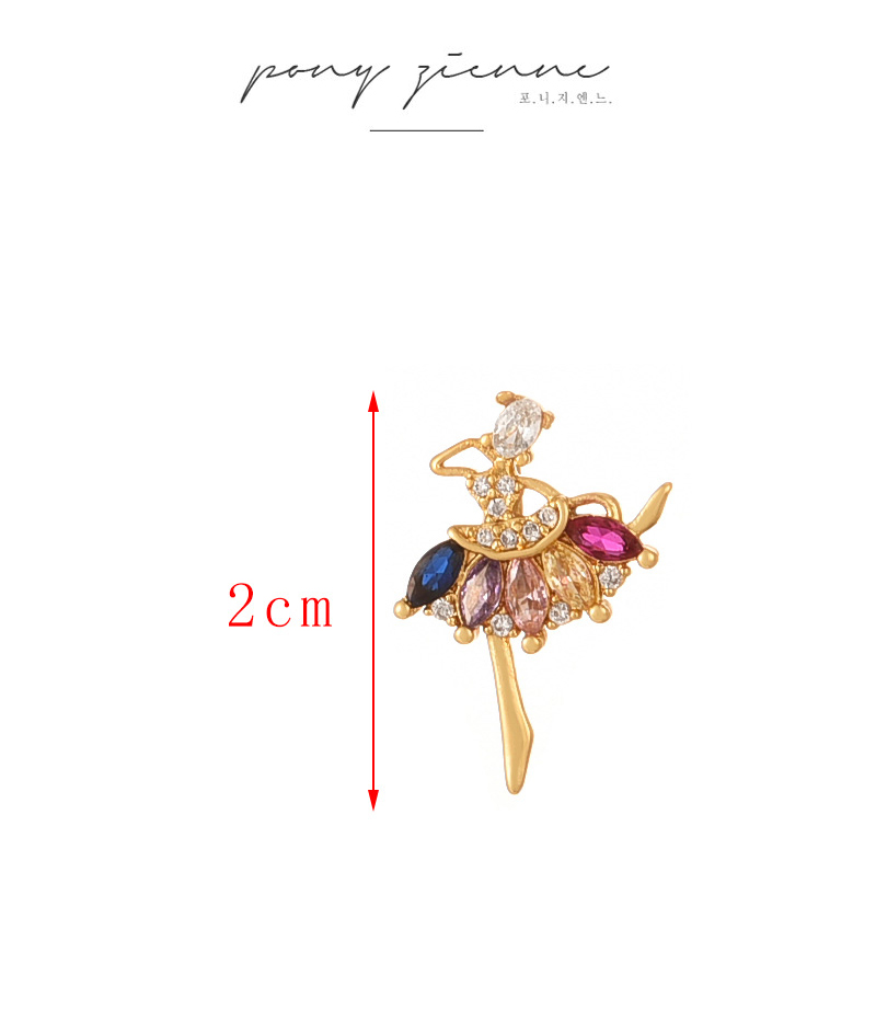 Fashion Color 2 Copper Set Zircon Ballet Girl Earrings,Earrings