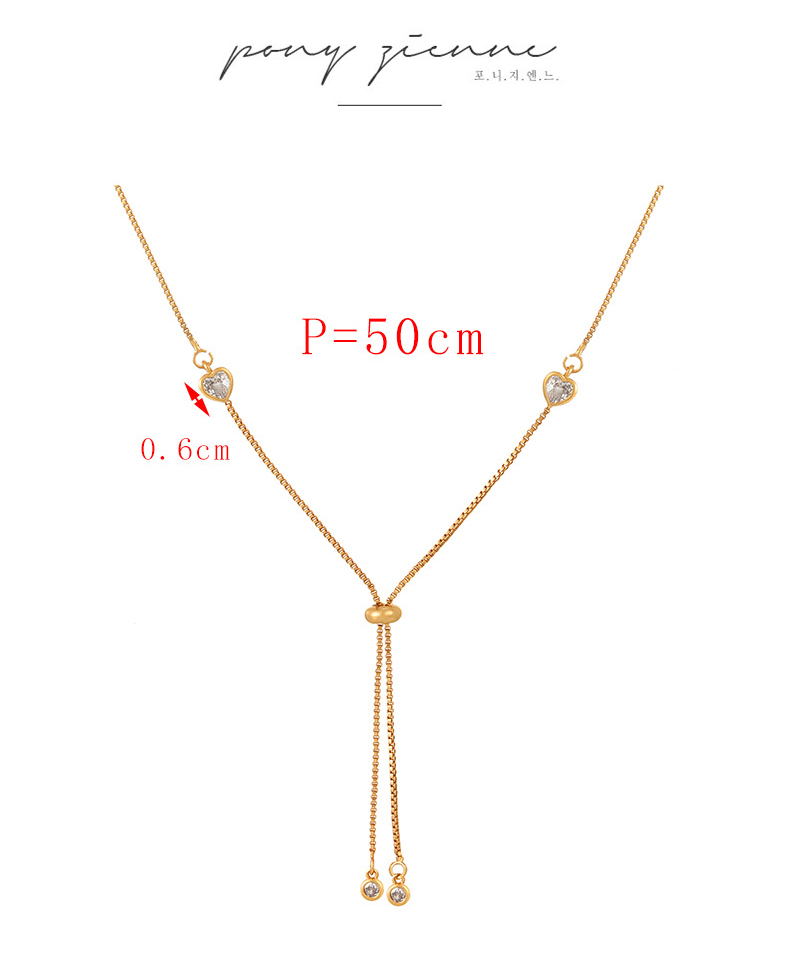 Fashion Golden 1 Copper Set Zircon Love Pendant Tassel Necklace,Necklaces