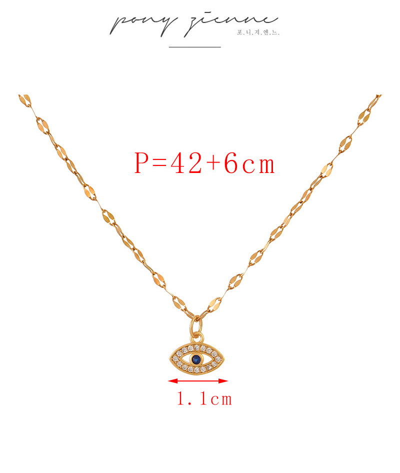 Fashion White Titanium Steel Inlaid Zirconium Eye Pendant Necklace,Necklaces