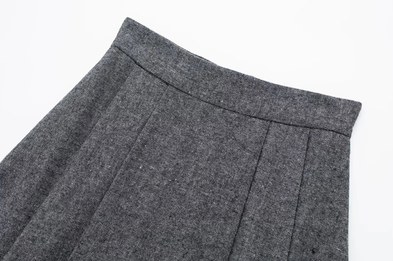 Fashion Grey Blended Pleated Skirt,Skirts