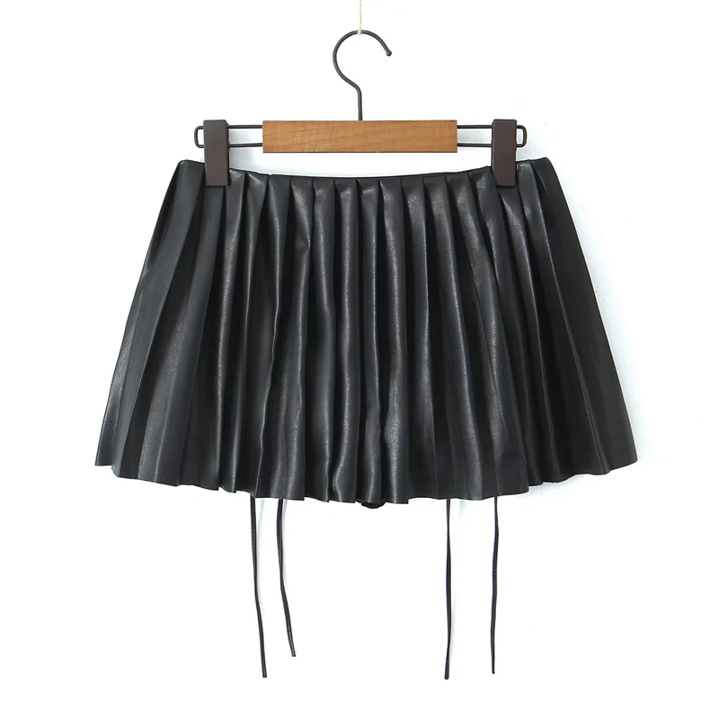 Fashion Coffee Color Pu Tie Skirt,Skirts