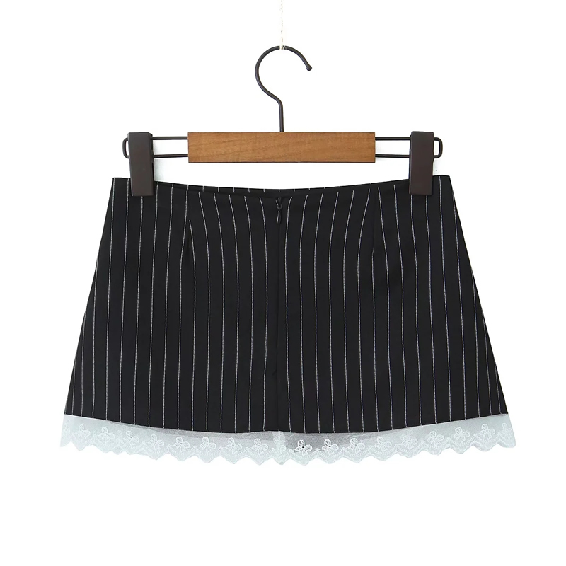 Fashion Black Cotton Striped Skirt,Skirts