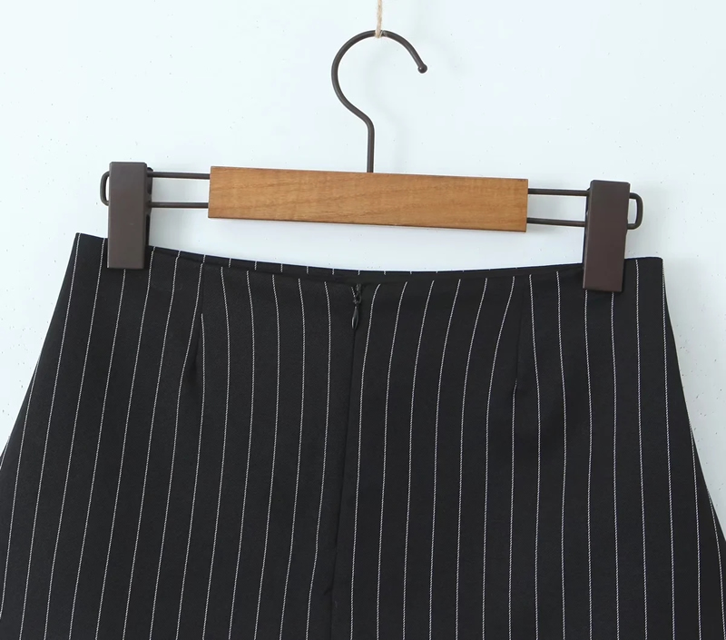 Fashion Black Cotton Striped Skirt,Skirts