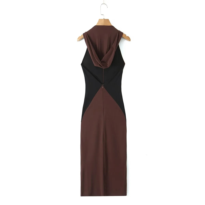 Fashion Black Contrast Color V-neck Long Skirt,Long Dress