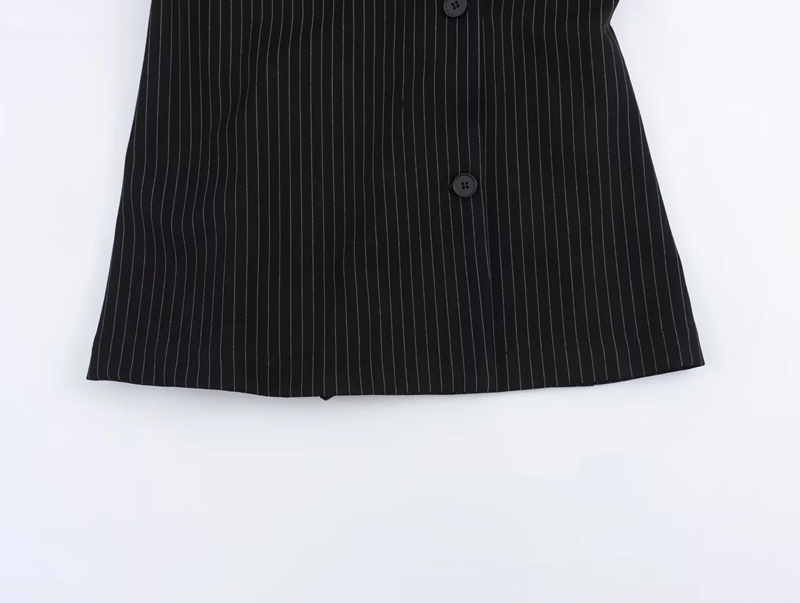 Fashion Black Double-breasted Pinstripe Lapel Suit,Suits