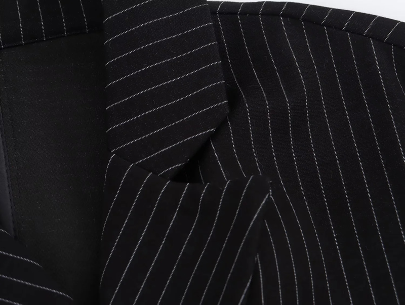 Fashion Black Double-breasted Pinstripe Lapel Suit,Suits