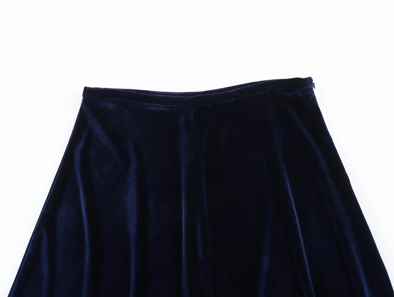 Fashion Blue Velvet Pleated Skirt,Skirts