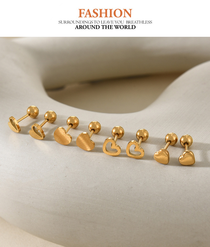 Fashion Golden 4 Titanium Steel Love Beads Earrings,Earrings