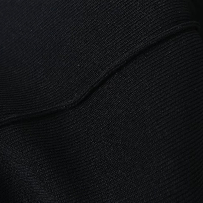 Fashion Black Knitted Crew Neck Zip-up Jumpsuit,T-shirts